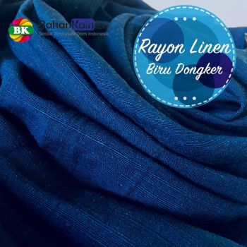 Kain Rayon Linen Slub Biru Dongker